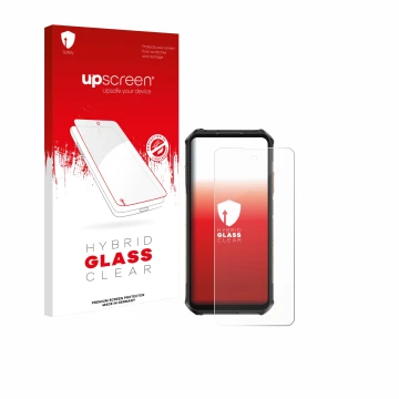 Face avant d’un emballage produit avec le logo de la marque upscreen. À côté, l’appareil Ulefone Armor X16 Pro est représenté 
