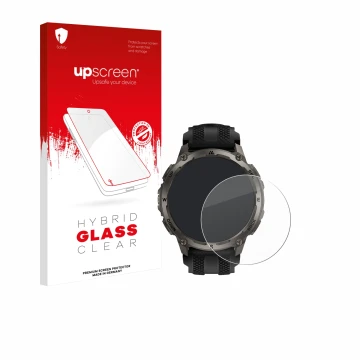 Face avant d’un emballage produit avec le logo de la marque upscreen. À côté, l’appareil Kospet Tank T4 est représenté avec la