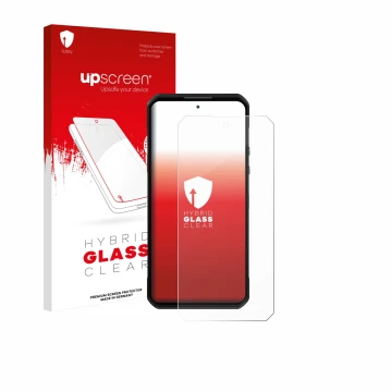 Face avant d’un emballage produit avec le logo de la marque upscreen. À côté, l’appareil Oukitel WP60 est représenté avec la p