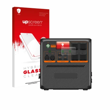 Face avant d’un emballage produit avec le logo de la marque upscreen. À côté, l’appareil Bluetti AC240P est représenté avec la