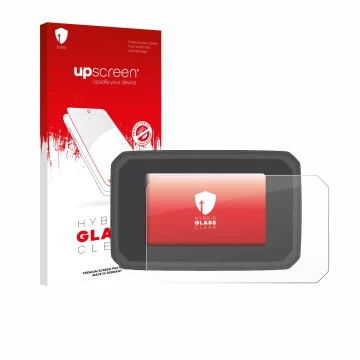 Face avant d’un emballage produit avec le logo de la marque upscreen. À côté, l’appareil Honda CMX1100 Rebel 2025 est représen