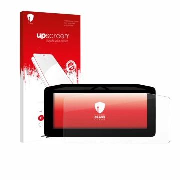 Face avant d’un emballage produit avec le logo de la marque upscreen. À côté, l’appareil Ducati Panigale V4 2025 est représent