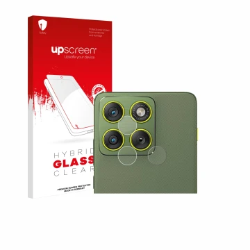 Face avant d’un emballage produit avec le logo de la marque upscreen. À côté, l’appareil Motorola Edge 70 (Caméra UNIQUEMENT) 