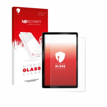 Face avant d’un emballage produit avec le logo de la marque upscreen. À côté, l’appareil Yicty C108 10.1