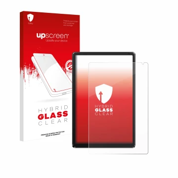 Face avant d’un emballage produit avec le logo de la marque upscreen. À côté, l’appareil Whitedeer WHEC107BK 10.1