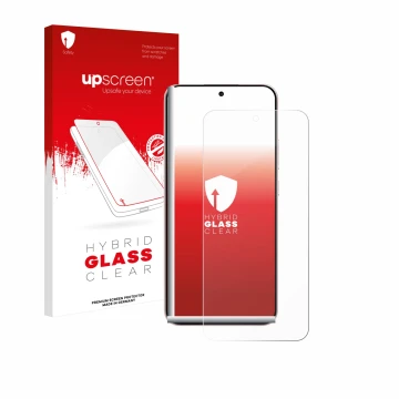 Face avant d’un emballage produit avec le logo de la marque upscreen. À côté, l’appareil Oppo Reno 14 est représenté avec la p