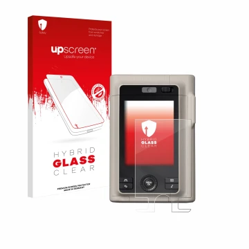 Face avant d’un emballage produit avec le logo de la marque upscreen. À côté, l’appareil Fujifilm Instax Mini LiPlay Plus est 