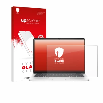 Face avant d’un emballage produit avec le logo de la marque upscreen. À côté, l’appareil Dell Pro 14 Premium PA14250 Non-Touch