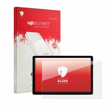 Face avant d’un emballage produit avec le logo de la marque upscreen. À côté, l’appareil Skoda Elroq 50 2026 est représenté av