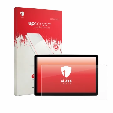 Face avant d’un emballage produit avec le logo de la marque upscreen. À côté, l’appareil Skoda Elroq 85 2026 est représenté av