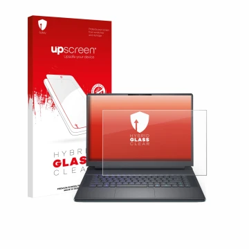 Face avant d’un emballage produit avec le logo de la marque upscreen. À côté, l’appareil Dell Alienware 16 Area-51 est représe