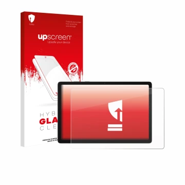 Face avant d’un emballage produit avec le logo de la marque upscreen. À côté, l’appareil Samsung Galaxy Tab A11 Plus 5G 11