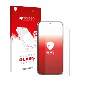 Face avant d’un emballage produit avec le logo de la marque upscreen. À côté, l’appareil Huawei Mate 70 Air est représenté ave