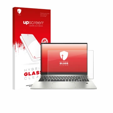 Face avant d’un emballage produit avec le logo de la marque upscreen. À côté, l’appareil MSI Prestige A16 AI+ est représenté a