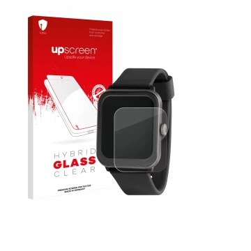 Face avant d’un emballage produit avec le logo de la marque upscreen. À côté, l’appareil Sector Smartwatch S-08 est représenté