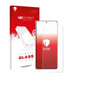 Face avant d’un emballage produit avec le logo de la marque upscreen. À côté, l’appareil Huawei Mate X7 est représenté avec la