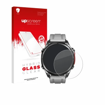 Face avant d’un emballage produit avec le logo de la marque upscreen. À côté, l’appareil Doogee Anywise W1 Pro est représenté 