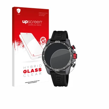 Face avant d’un emballage produit avec le logo de la marque upscreen. À côté, l’appareil Lotus Connected 20000/4 (45 mm) est r