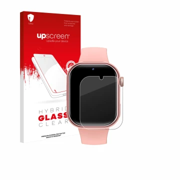 Face avant d’un emballage produit avec le logo de la marque upscreen. À côté, l’appareil Naixues Kids Smartwatch GPS est repré