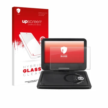 Face avant d’un emballage produit avec le logo de la marque upscreen. À côté, l’appareil Soundmaster PDB1910SW DVD Player est 