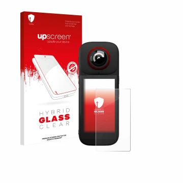 Face avant d’un emballage produit avec le logo de la marque upscreen. À côté, l’appareil Labpano PanoX V3 360° est représenté 