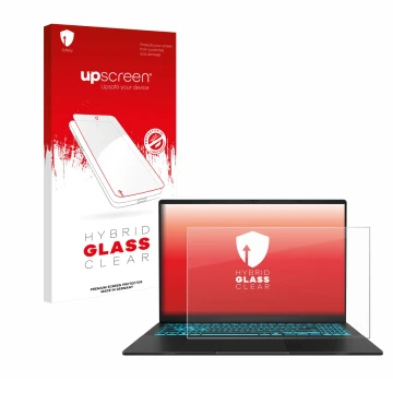 Face avant d’un emballage produit avec le logo de la marque upscreen. À côté, l’appareil ASUS V16 V3607 est représenté avec la