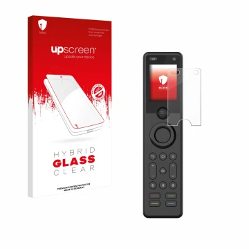 Face avant d’un emballage produit avec le logo de la marque upscreen. À côté, l’appareil Sofabaton X1S est représenté avec la 