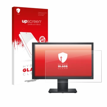 Face avant d’un emballage produit avec le logo de la marque upscreen. À côté, l’appareil Dell E1920H est représenté avec la pr