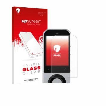 Face avant d’un emballage produit avec le logo de la marque upscreen. À côté, l’appareil Sofabaton X2 est représenté avec la p