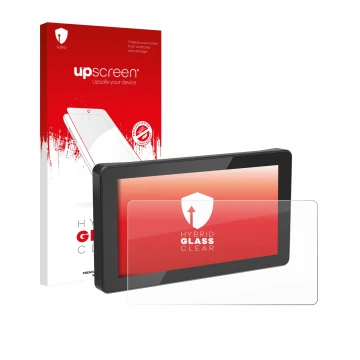 Face avant d’un emballage produit avec le logo de la marque upscreen. À côté, l’appareil Innovv N1 5.5
