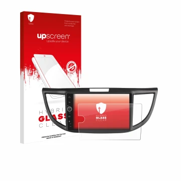 Face avant d’un emballage produit avec le logo de la marque upscreen. À côté, l’appareil Joying Car Radio 9