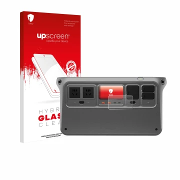 Face avant d’un emballage produit avec le logo de la marque upscreen. À côté, l’appareil DJI Power 1000 V2 est représenté avec