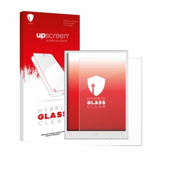 Face avant d’un emballage produit avec le logo de la marque upscreen. À côté, l’appareil Viwoods AiPaper Mini est représenté a