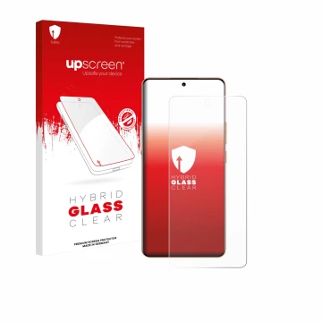 Face avant d’un emballage produit avec le logo de la marque upscreen. À côté, l’appareil realme P4 Pro 5G est représenté avec 