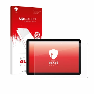 Face avant d’un emballage produit avec le logo de la marque upscreen. À côté, l’appareil Doogee Tab G5 est représenté avec la 