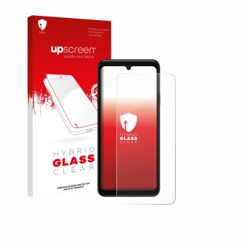 Face avant d’un emballage produit avec le logo de la marque upscreen. À côté, l’appareil Sunmi L3 est représenté avec la prote