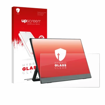 Face avant d’un emballage produit avec le logo de la marque upscreen. À côté, l’appareil Anmite A140W03 14