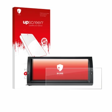 Face avant d’un emballage produit avec le logo de la marque upscreen. À côté, l’appareil Xtrons PX1453BLHGS 10.25