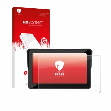 Face avant d’un emballage produit avec le logo de la marque upscreen. À côté, l’appareil Carpuride W702 Plus 7