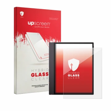 Face avant d’un emballage produit avec le logo de la marque upscreen. À côté, l’appareil Boox Note Air 6 C est représenté avec