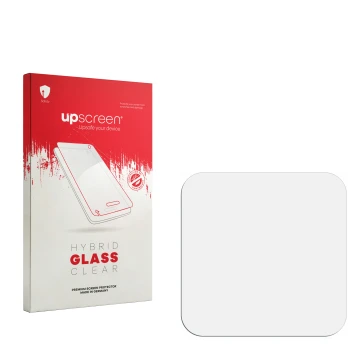 Face avant d’un emballage produit avec le logo de la marque upscreen. À côté se trouve la protection d’écran correspondante.