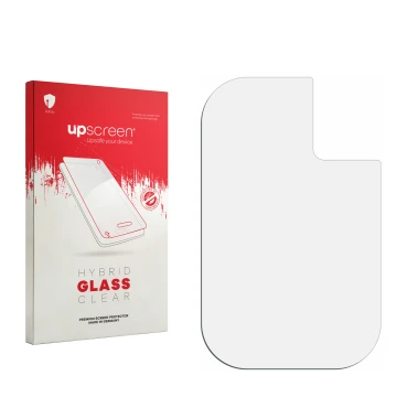 Face avant d’un emballage produit avec le logo de la marque upscreen. À côté se trouve la protection d’écran correspondante.
