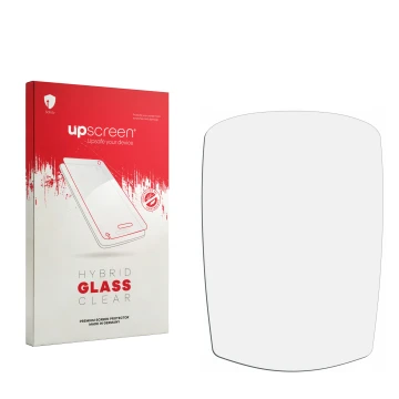 Face avant d’un emballage produit avec le logo de la marque upscreen. À côté se trouve la protection d’écran correspondante.