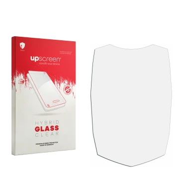 Face avant d’un emballage produit avec le logo de la marque upscreen. À côté se trouve la protection d’écran correspondante.