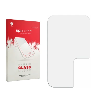 Face avant d’un emballage produit avec le logo de la marque upscreen. À côté se trouve la protection d’écran correspondante.