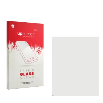 Face avant d’un emballage produit avec le logo de la marque upscreen. À côté se trouve la protection d’écran correspondante.