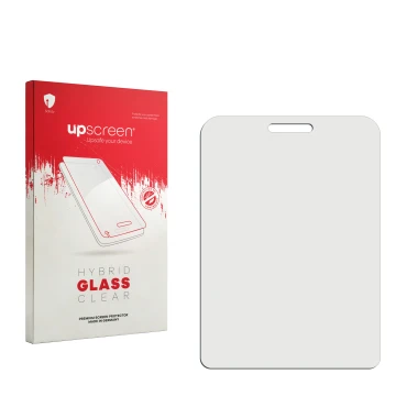 Face avant d’un emballage produit avec le logo de la marque upscreen. À côté se trouve la protection d’écran correspondante.