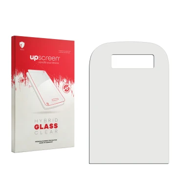 Face avant d’un emballage produit avec le logo de la marque upscreen. À côté se trouve la protection d’écran correspondante.