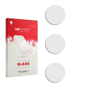 Face avant d’un emballage produit avec le logo de la marque upscreen. À côté se trouve la protection d’écran correspondante.