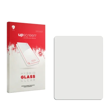 Face avant d’un emballage produit avec le logo de la marque upscreen. À côté se trouve la protection d’écran correspondante.